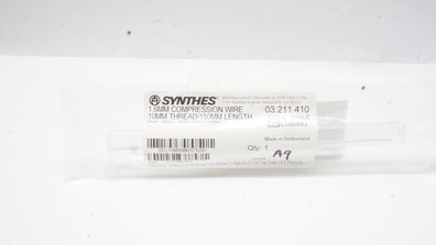 Synthes 03.211.410 1.6MM COMPRESSION WIRE 10MM THREAD/150MM LENGTH